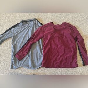 Russell Athletic Long Sleeve Shirts, gray and burgundy, boys size 8